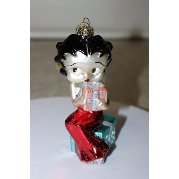 Kurt S Adler Ornament - Betty Boop in Red Dress Holding a Present - Picture 2 of 6